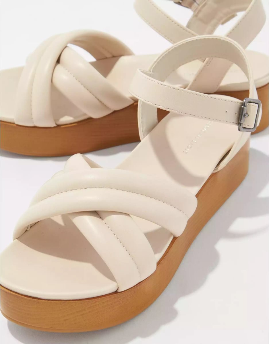 Compensées American Eagle AE Crossover Rembourré Sandal Beige Kaki Femme | RIA-34983838